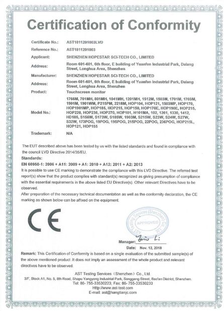 Cina Shenzhen Hopestar SCI-TECH Co., Ltd. Sertifikasi